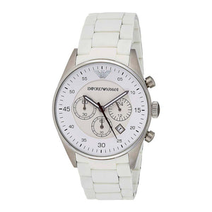 Emporio Armani Sport Chronograph White Dial White Silicone Strap Watch For Men - AR5859 Buy Now By Emporio Armani