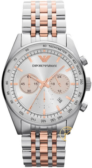 Emporio Armani Sportivo Chronograph Silver Dial Two Tone Steel Strap Watch For Men - AR5999 Buy Now By Emporio Armani