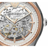 Emporio Armani Zeta Skeleton Automatic Silver Dial Black Leather Strap Watch For Men - AR60018 Buy Now By Emporio Armani