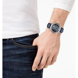 Emporio Armani Luigi Chronograph Blue Dial Black Leather Strap Watch For Men - AR60011 Buy Now By Emporio Armani