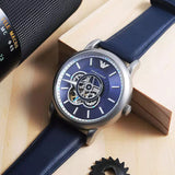 Emporio Armani Luigi Chronograph Blue Dial Black Leather Strap Watch For Men - AR60011 Buy Now By Emporio Armani