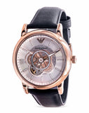 Emporio Armani Luigi Automatic Silver Dial Black Leather Strap Watch For Men - AR60013 Buy Now By Emporio Armani
