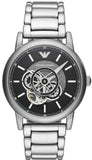 Emporio Armani Meccanico Automatic Skeleton Black Dial Silver Steel Strap Watch For Men - AR60021 Buy Now By Emporio Armani