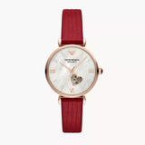 Emporio Armani Gianni T-Bar Mother of Pearl White Dial Red Leather Strap Watch For Women - AR60048 Buy Now By Emporio Armani