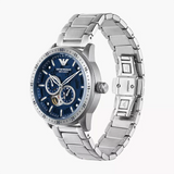 Emporio Armani Mario Chronograph Automatic Blue Dial Silver Steel Strap Watch For Men - AR60052 Buy Now By Emporio Armani