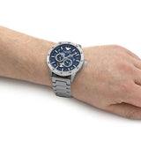 Emporio Armani Mario Chronograph Automatic Blue Dial Silver Steel Strap Watch For Men - AR60052 Buy Now By Emporio Armani