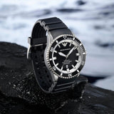 Emporio Armani Sea Explorer Automatic Black Dial Black Silicone Strap Watch For Men - AR60078 Buy Now By Emporio Armani