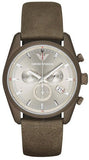 Emporio Armani Sportivo Chronograph Silver Dial Brown Leather Strap Watch For Men - AR6076 Buy Now By Emporio Armani