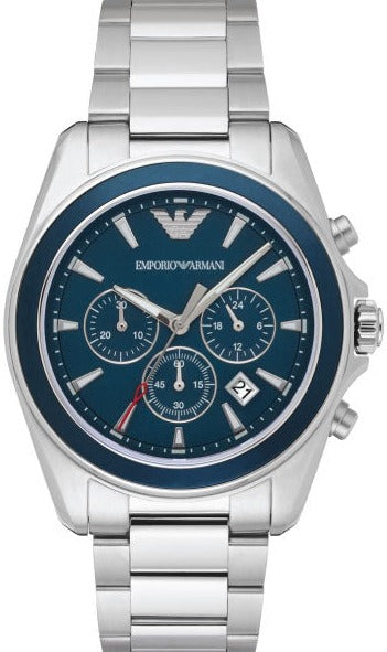 Emporio Armani Sportivo Chronograph Blue Dial Silver Steel Strap Watch For Men - AR6091 Buy Now By Emporio Armani