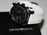 Emporio Armani Sportivo Chronograph Black Dial White Rubber Strap Watch For Men - AR6112 Buy Now By Emporio Armani