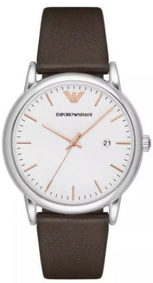 Emporio Armani Kappa Quartz White Dial Brown Leather Strap Watch For Men - AR80006 Buy Now By Emporio Armani