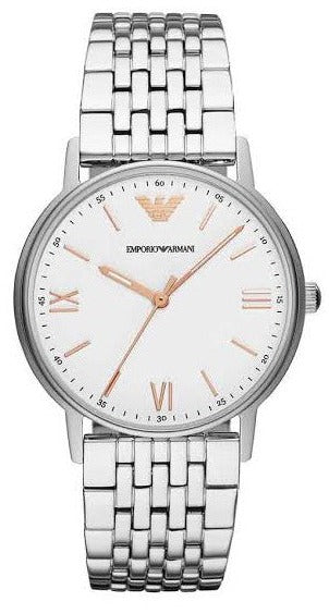 Emporio Armani Kappa Quartz White Dial Silver Steel Strap Watch For Men - AR80014 Buy Now By Emporio Armani