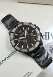 Emporio Armani Diver Chronograph Black Dial Black Steel Strap Watch For Men - AR80050