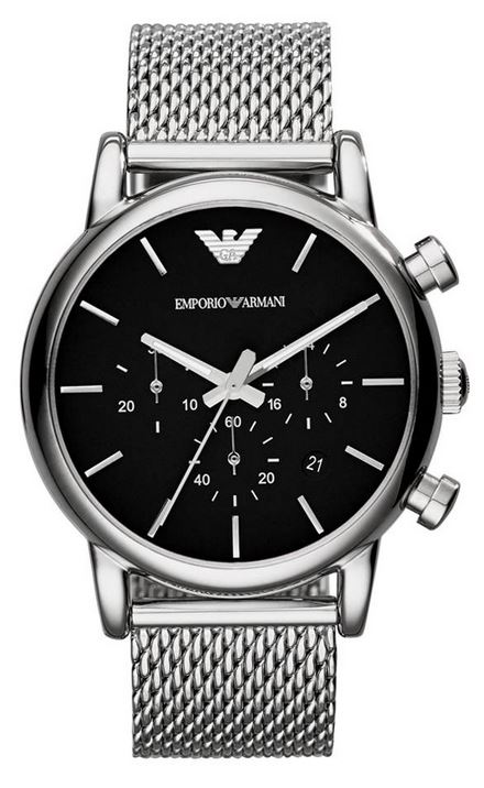 Emporio Armani Luigi Black Dial Silver Mesh Bracelet Watch For Men - AR8032 Buy Now By Emporio Armani