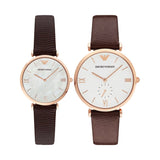 Emporio Armani Analog White Dial Brown Leather Strap Watch For Men - AR9042 Buy Now By Emporio Armani