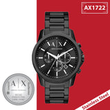 Armani Exchange Banks Chronograph Black Dial Black Steel Strap Watch For Men - AX1722 Buy Now By Armani Exchange