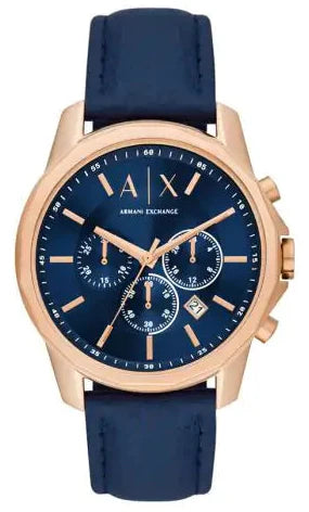 Armani Exchange Banks Chronograph Blue Dial Blue Leather Strap Watch For Men - AX1723 Buy Now By Armani Exchange