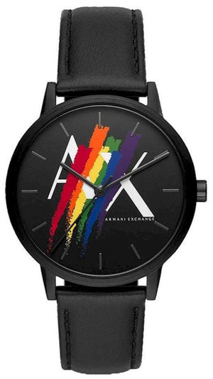 Armani Exchange Cayde Analog Black Dial Black Leather Strap Watch For Men - AX7120 Buy Now By Armani Exchange