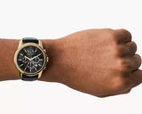 Armani Exchange Outerbanks Chronograph Black Dial Black Leather Strap Watch For Men - AX7133 Buy Now By Armani Exchange