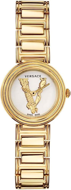 Versace Mini Virtus Quartz White Dial Gold Steel Strap Watch For Men - VET300221 Buy Now By Versace