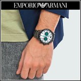 Emporio Armani Mario Chronograph White Dial Black Steel Strap Watch For Men - AR11471 Buy Now By Emporio Armani