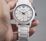 Emporio Armani Luigi Chronograph Ceramic White Dial White Ceramic Strap Watch For Men - AR1499 Buy Now By Emporio Armani