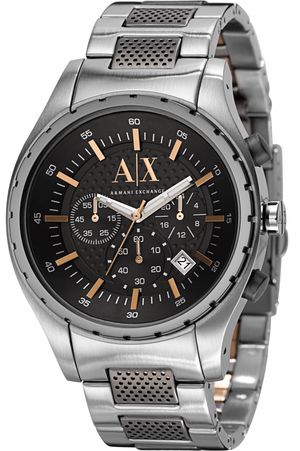 Armani Exchange Chronograph Black Dial Silver Steel Strap Watch For Men - AX1093 Buy Now By Armani Exchange