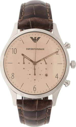 Emporio Armani Classic Chronograph Cream Dial Brown Leather Strap Watch For Men - AR1878 Buy Now By Emporio Armani