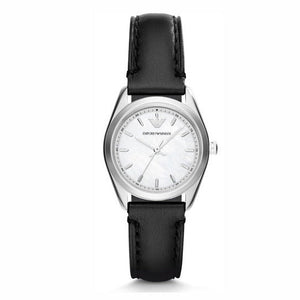 Emporio Armani Analog White Dial Black Leather Strap Watch For Women - AR6026 Buy Now By Emporio Armani