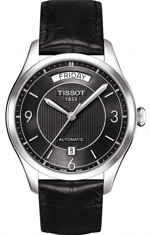 Tissot T One Automatic Black Dial Black Leather Strap Watch For Men - T038.430.16.057.00 Buy Now By Tissot