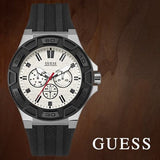 Guess Force Analog Quartz White Dial Black Rubber Strap Watch For Men - W0674G3 Buy Now By Guess
