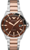Emporio Armani Diver Quartz Brown Dial Two Tone Steel Strap Watch For Men - AR11340 Buy Now By Emporio Armani