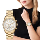 Michael Kors Lexington Mother of Pearl White Dial Gold Steel Strap Watch For Women - MK7241 Buy Now By Michael Kors