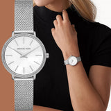 Michael Kors Pyper Quartz Mother of Pearl White Dial Silver Mesh Strap Watch For Women - MK4618 Buy Now By Michael Kors