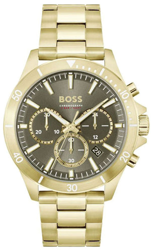 Hugo Boss Troper Chronograph Green Dial Gold Steel Strap Watch For Men - 1514059 Buy Now By Hugo Boss