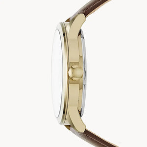 Fossil Flynn Twist Mechanical White Dial Brown Leather Strap Watch for Men - BQ2218 Buy Now By Fossil