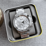 Fossil Bannon Multifunction Chronograph Silver Dial Silver Steel Strap Watch for Men - BQ2490 Buy Now By Fossil