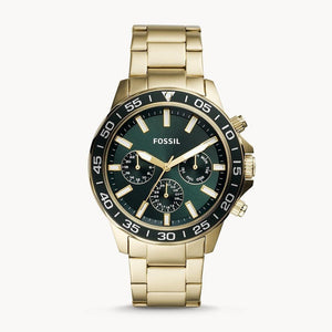 Fossil Bannon Multifunction Chronograph Green Dial Gold Steel Strap Watch for Men - BQ2493 Buy Now By Fossil