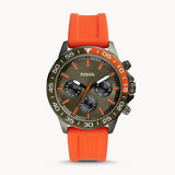 Fossil Bannon Chronograph Grey Dial Orange Silicone Strap Watch for Men - BQ2500 Buy Now By Fossil