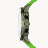 Fossil Bannon Chronograph Grey Dial Green Silicone Strap Watch for Men - BQ2501 Buy Now By Fossil