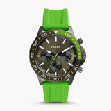 Fossil Bannon Chronograph Grey Dial Green Silicone Strap Watch for Men - BQ2501 Buy Now By Fossil