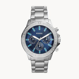 Fossil Bannon Multifunction Blue Dial Silver Steel Strap Watch for Men - BQ2503 Buy Now By Fossil