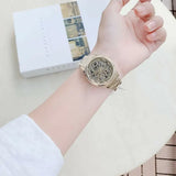 Fossil Rye Automatic Skeleton Gold Dial Gold Steel Strap Watch for Women - BQ3755 Buy Now By Fossil