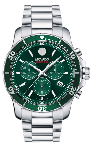 Movado Series 800 Chronograph Green Dial Silver Steel Strap Watch for Men - 2600179 Buy Now By Movado