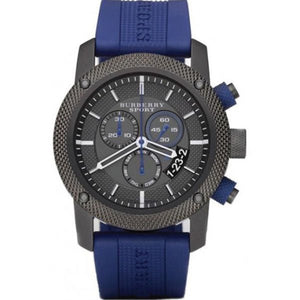 Burberry Sports Chronograph Black Dial Blue Rubber Strap Watch for Men - BU7714 Buy Now By Burberry