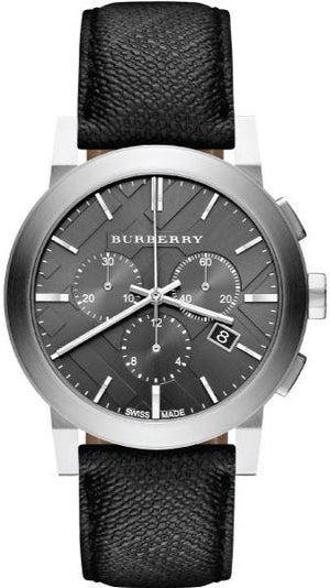 Burberry The City Grey Dial Black Leather Strap Watch for Men - BU9362 Buy Now By Burberry