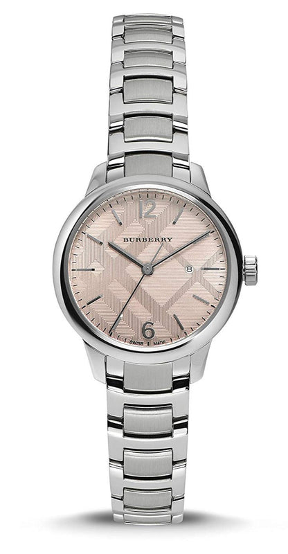 Burberry The Classic Pink Dial Silver Steel Strap Watch for Women - BU10111 Buy Now By Burberry