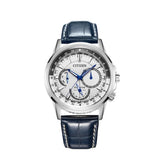 Citizen Eco Drive Calendrier White Dial Blue Leather Strap Watch For Men - BU2020-11A Buy Now By Citizen