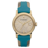 Burberry Heritage Gold Dial Blue Leather Strap Watch for Women - BU9112 Buy Now By Burberry