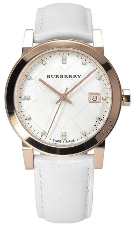 Burberry The City Diamonds White Dial White Leather Strap Watch for Women - BU9130 Buy Now By Burberry